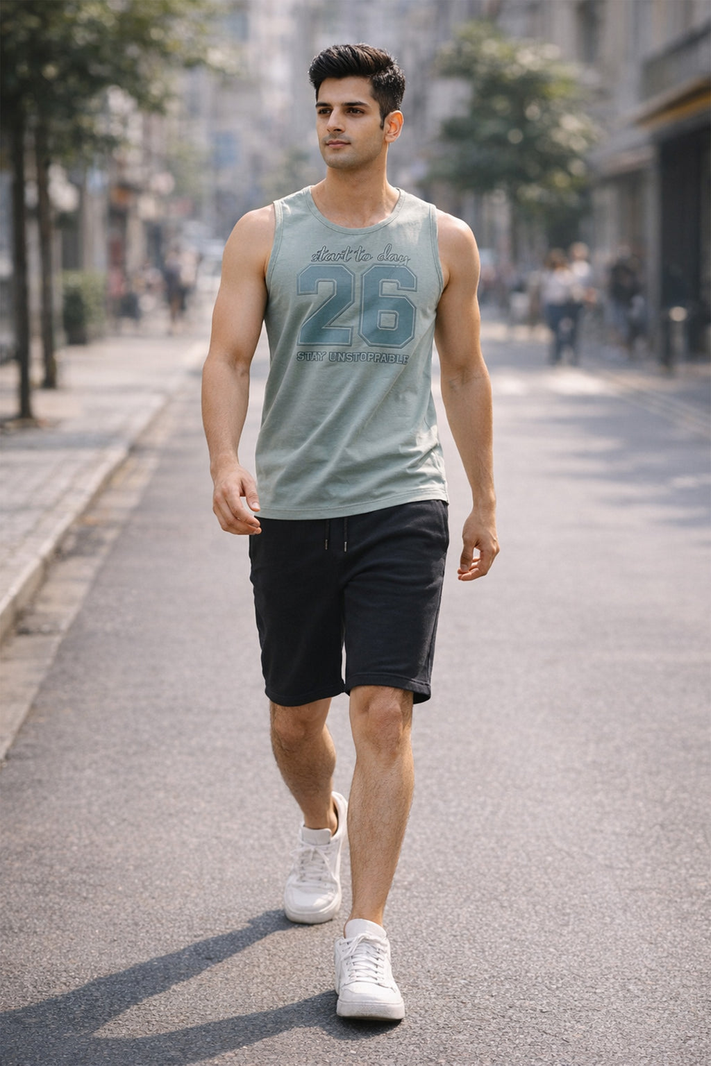 ICE BLUE COLOR MEN TANK TOP