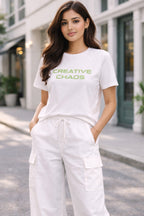 WHITE WOMEN H/S CO-ORD SET