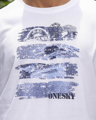 Men Printed Round Neck Pure Cotton White T-Shirt