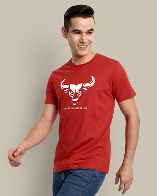 Men Classic Red Round Neck T-Shirt