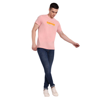 Men Pink Round Neck T-Shirt