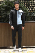 Men’s Colorblock Tracksuit Set | Hooded Zip-Up Jacket & Drawstring Joggers | Cotton Blend | Mid-Rise Flat Front | 4 Pockets | Long Sleeves | Casual Athleisure Sportswear