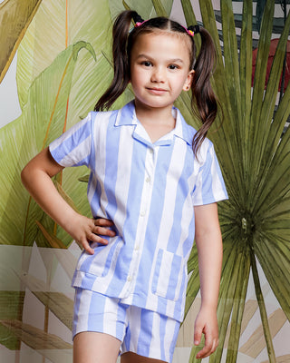 Girls Night Wear Half Sleeves Shirt with Shorts, Blue