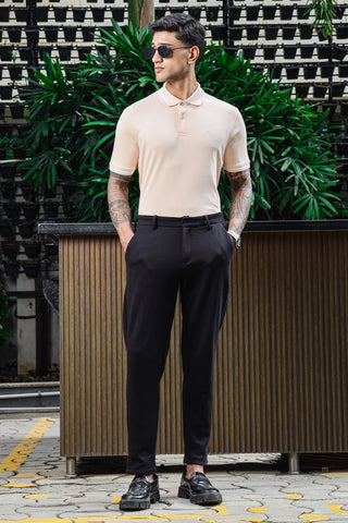 ONE SKY Men's 100% Cotton Polo Self-Design T-Shirt