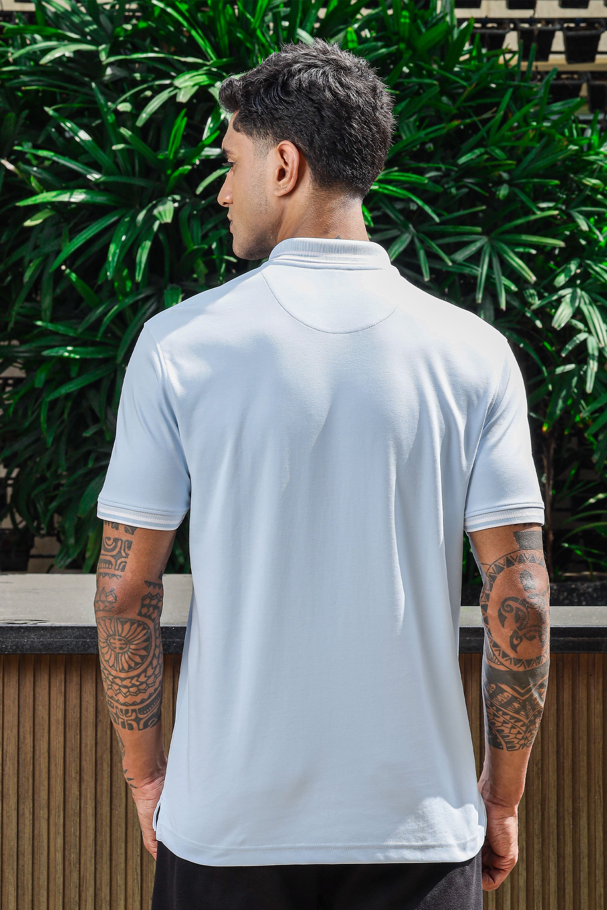 ONE SKY Men's 100% Cotton Polo Self-Design T-Shirt