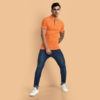 Men Bright Orange Polo T-Shirt