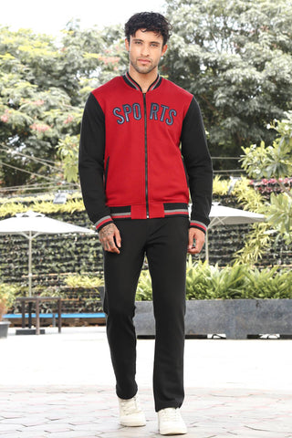 Men’s Colorblock Tracksuit Set | Stand Collar Zip-Up Jacket & Drawstring Joggers | Cotton Blend | Mid-Rise | Long Sleeves | 4 Pockets | Casual Athleisure Sportswear