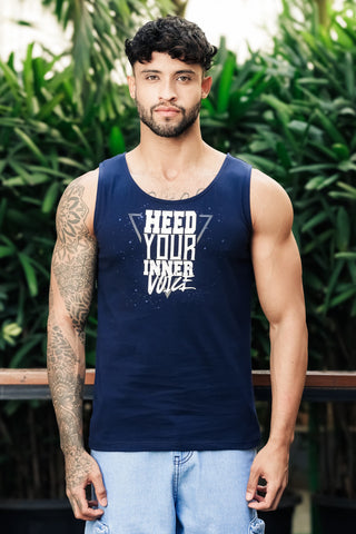 ONE SKY Men’s Cotton Printed Tank Top | Sleeveless Round Neck Casual Vest | Typography Print | Machine Wash