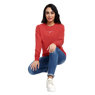 Women Classic Red Pure Cotton Sweatshirt