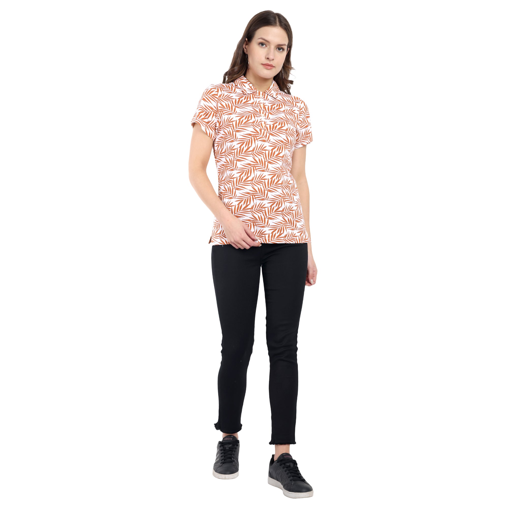 Women Clay Floral Polo T-Shirt