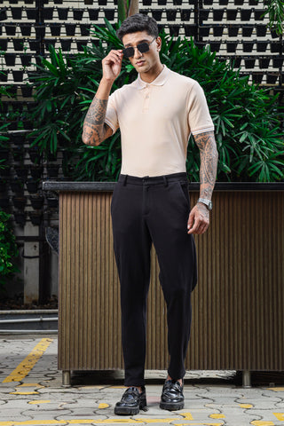 ONE SKY Men's 100% Cotton Polo Self-Design T-Shirt