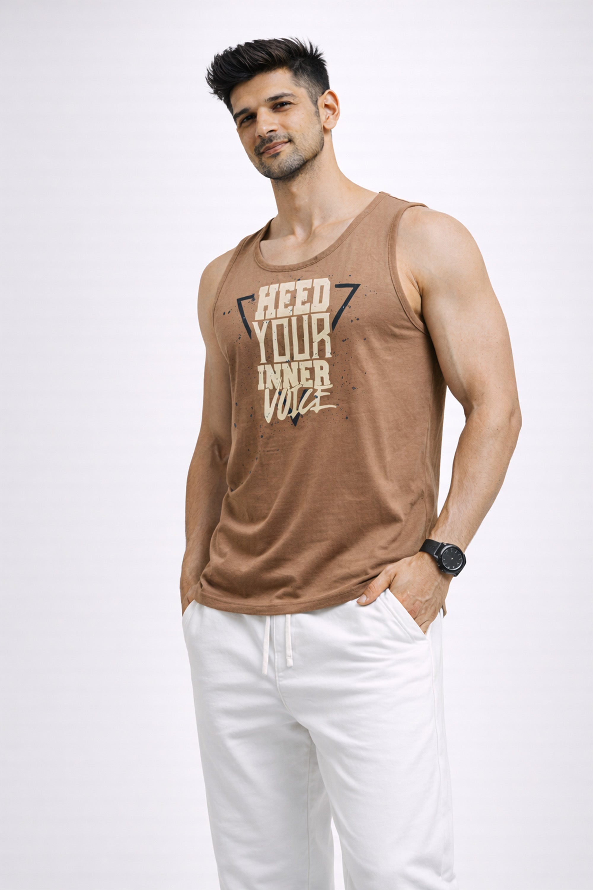BROWN COLOR MEN TANK TOP