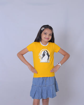 Girls Yellow Round Neck T-Shirt