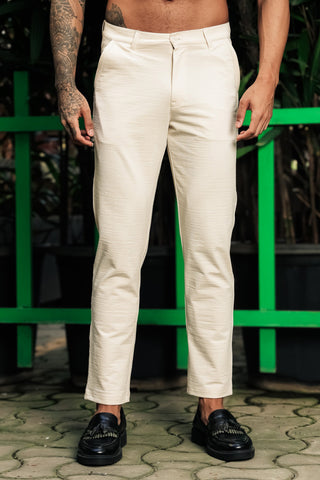 ONE SKY Men’s Cotton Spandex Trousers | Mid Rise Casual Pants with Button & Zip Closure | 4 Pockets | Solid Color | Machine Wash