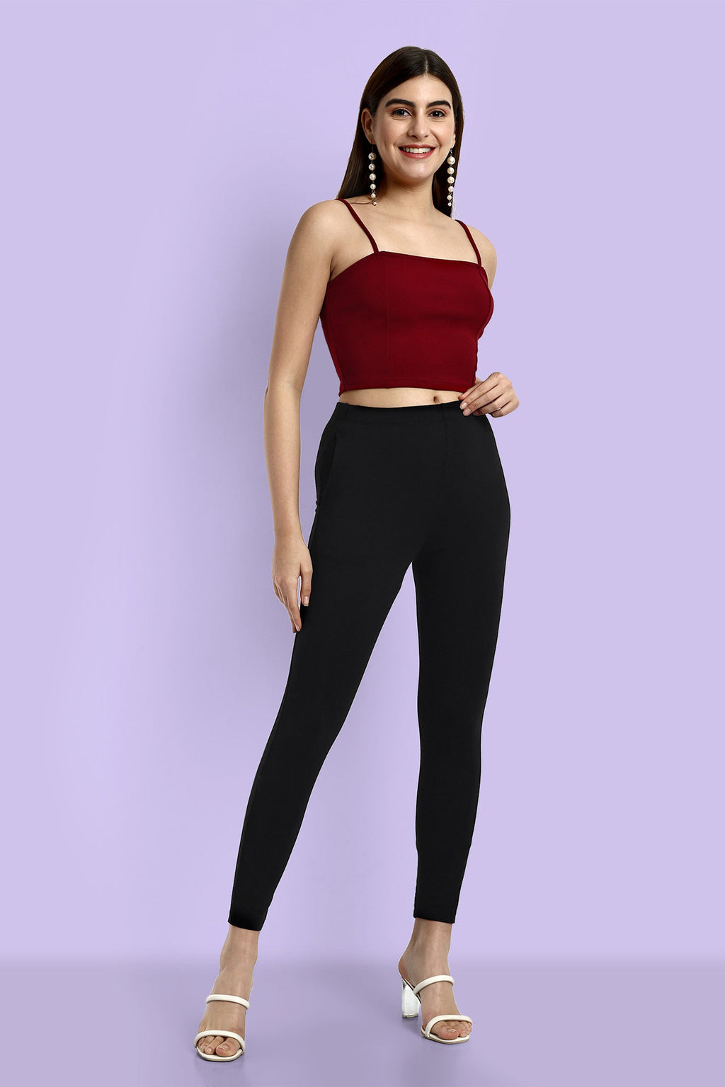 ONE SKY WOMEN BLACK SOLID LEGGINGS