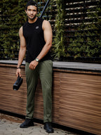 Mens Solid Olive Track Pants