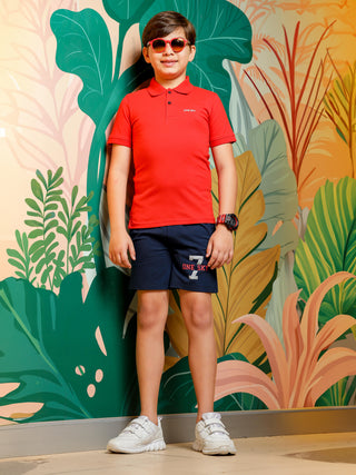 Casual Shorts for Boys, Versatile Kidswear, Plain Drawstring Waist, Relaxed Fit, Breathable Soft Fabric, Navy