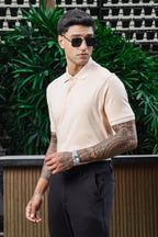 ONE SKY Men's 100% Cotton Polo Self-Design T-Shirt