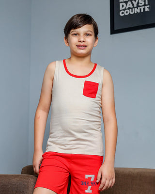 Boys Summer Tank T-Shirt - Cotton Sleeveless Regular Fit Innerwear Tee