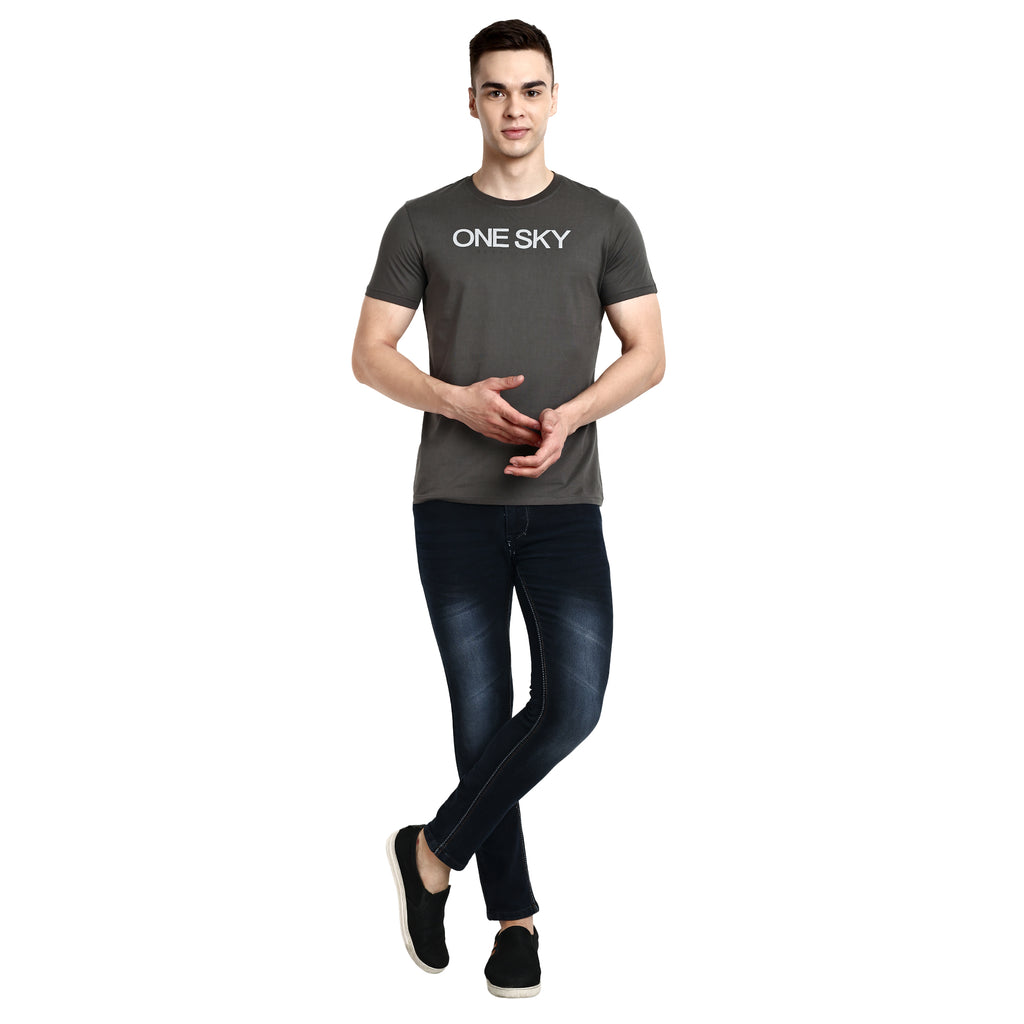 Men Elephant Round Neck T-Shirt