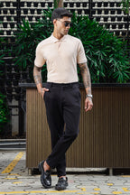 ONE SKY Men's 100% Cotton Polo Self-Design T-Shirt