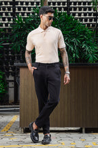 ONE SKY Men's 100% Cotton Polo Self-Design T-Shirt