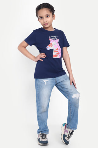 Girls' Round Neck Graphic T-Shirt