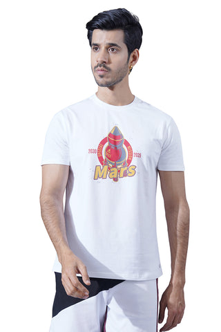 ONE SKY MEN WHITE GRAPHIC PRINTED T SHIRT