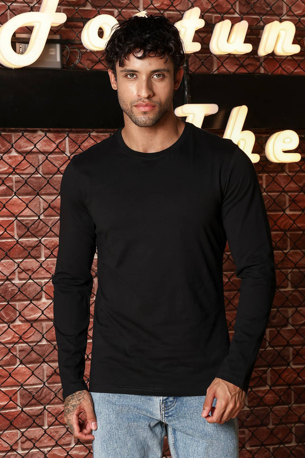 Men’s 100% Cotton Solid Full Sleeve T-Shirt | Round Neck Long Sleeve Casual Tee | Soft Breathable Fabric | Machine Washable