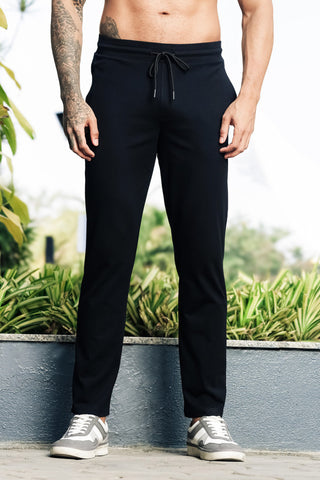 ONE SKY Men’s 100% Cotton Track Pants | Mid Rise Casual Joggers with Drawstring | 2 Pockets | Solid Color | Machine Wash