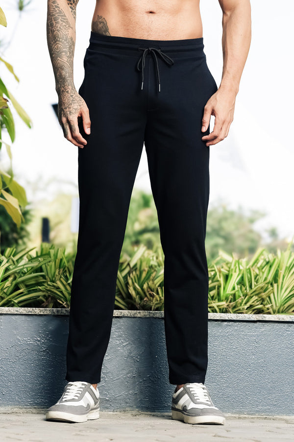 ONE SKY Men’s 100% Cotton Track Pants | Mid Rise Casual Joggers with Drawstring | 2 Pockets | Solid Color | Machine Wash