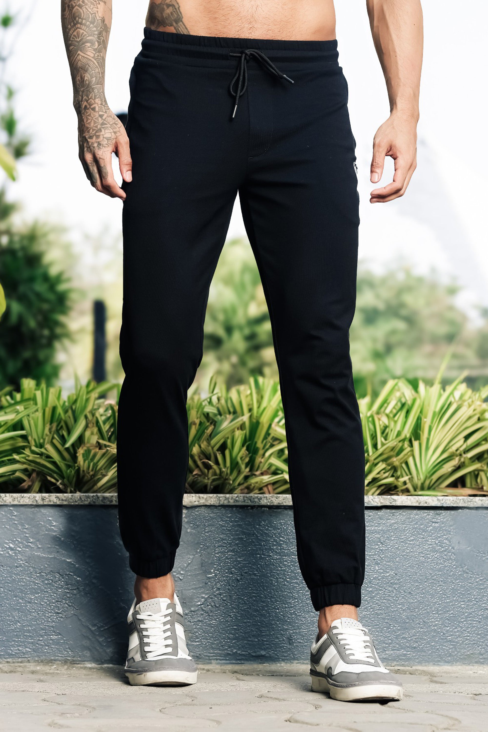 ONE SKY Men’s 100% Cotton Track Pants | Mid Rise Casual Joggers with Drawstring | 3 Pockets | Solid Color | Machine Wash