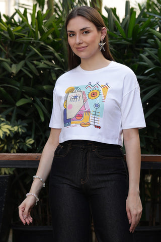 ONE SKY Women’s 95% Cotton 5% Spandex Half Sleeve T-Shirt – Round Neck Graphic Print Top, Casual Pull-On Tee, Machine Washable