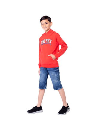 Kids Classic Red Pure Cotton Hoodie