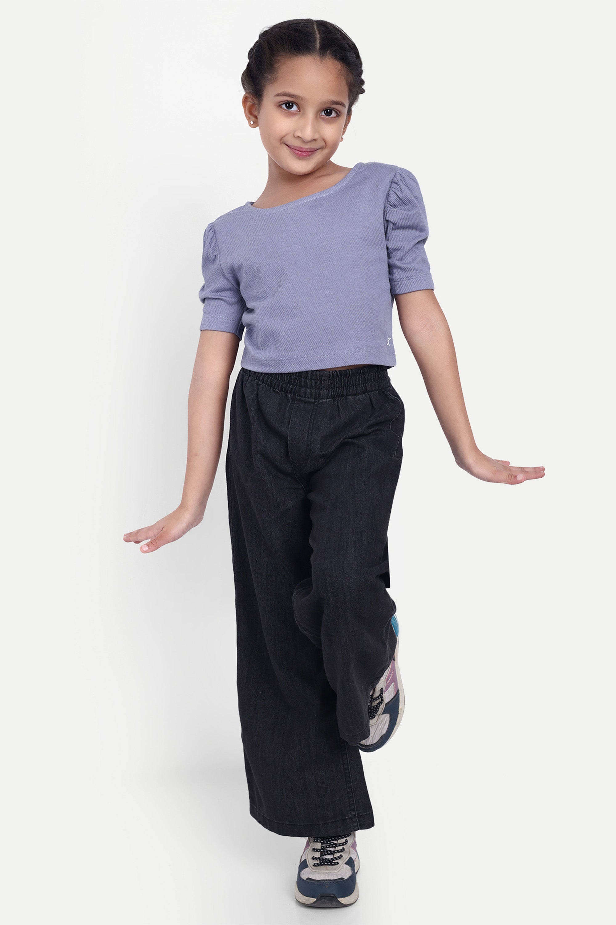Girls' Cotton Blend Solid Top – Stylish Daily Wear