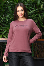 ONE SKY Women's Printed & Typographic Full Sleeve T-Shirt | Cotton Modal Blend Round Neck Top | Soft & Stretchy