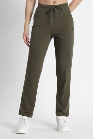 ONE SKY Women’s Cotton Spandex Track Pant – Solid Mid-Rise Drawstring Joggers with 3 Pockets, Casual Loungewear, Flat Front, Machine Washable