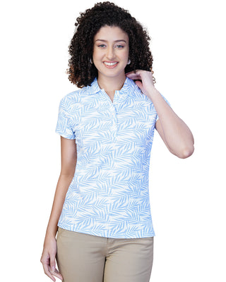 Women Fresh Sky Floral Polo T-Shirt