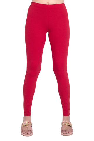 ONE SKY WOMEN RED SOLID LEGGINGS