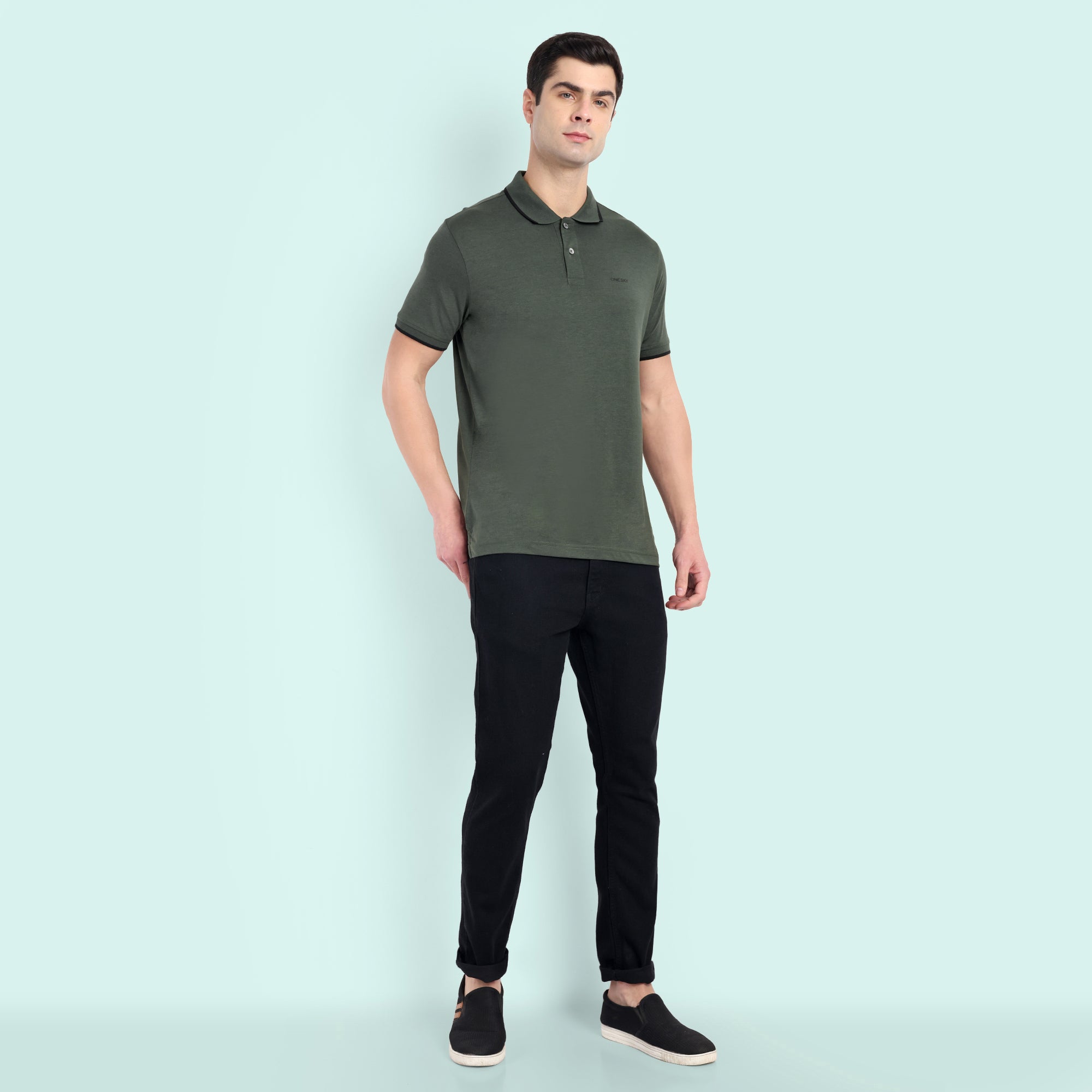 MENS DARK OLIVE POLO TSHIRT