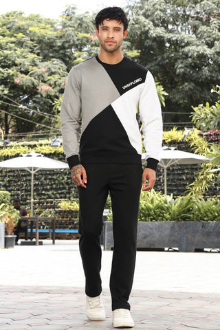 Men’s Colorblock Tracksuit Set | Round Neck Long Sleeve Top & Slip-On Joggers | Cotton Blend | Mid-Rise Flat Front | 3 Pockets | Casual Athleisure Wear