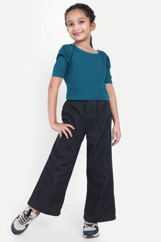 Girls' Cotton Blend Solid Top – Stylish Daily Wear