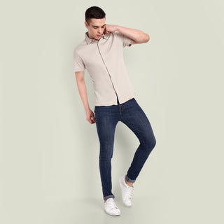 Men Beige Semi Casual Shirt