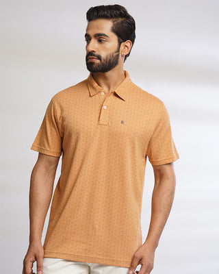 Men Brown Printed Polo T-Shirt