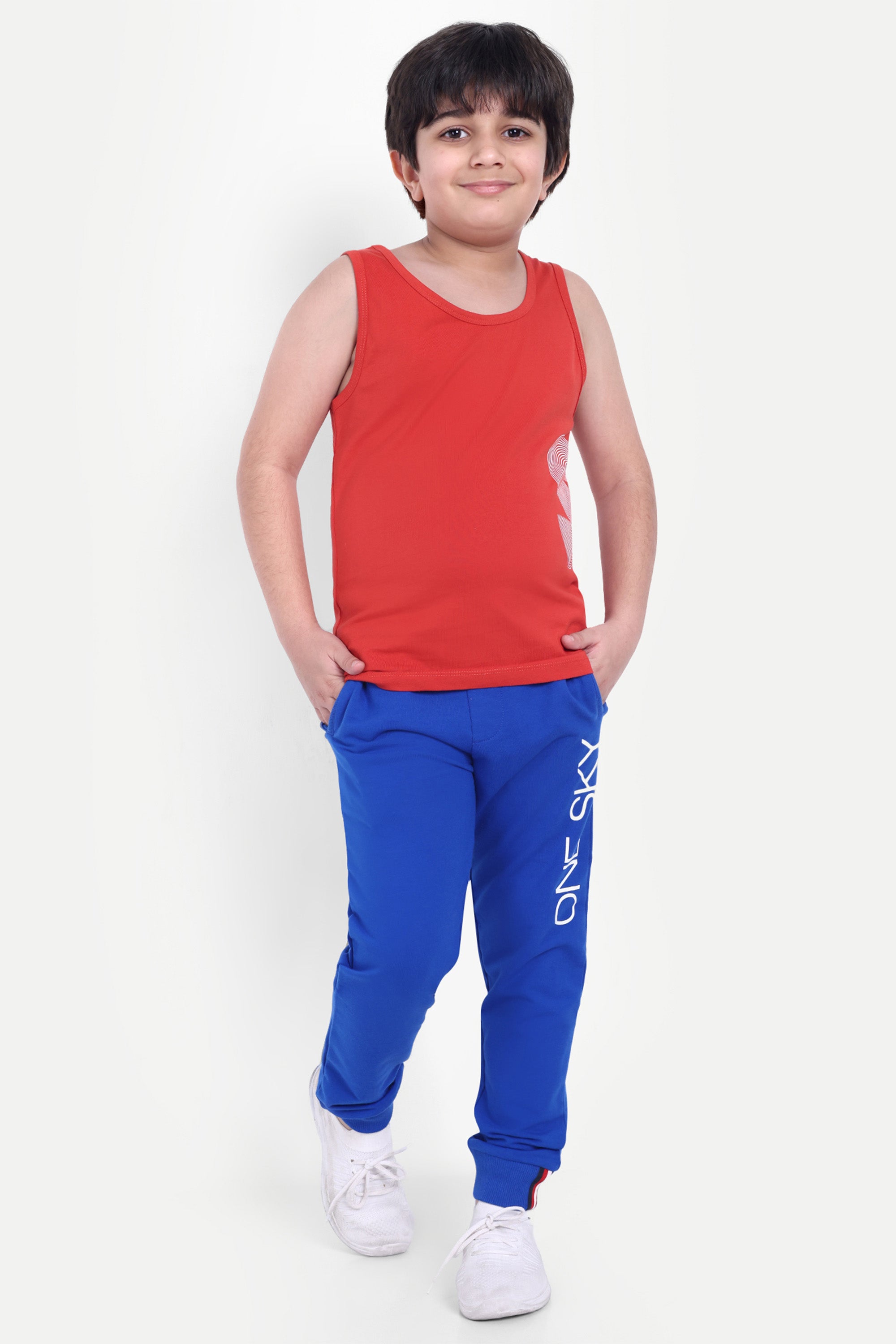 Boys Regular Fit Royal Blue Cotton Blend Trousers