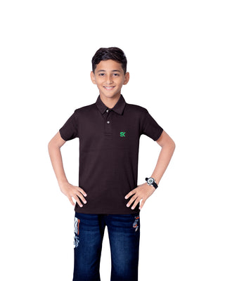 Boys Black Polo T-Shirt