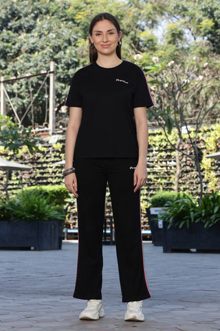 ONE SKY Women’s 100% Cotton Half Sleeve Co-Ord Set – Solid Round Neck Top & Mid-Rise Drawstring Bottom, Casual 2-Piece Loungewear, Machine Washable