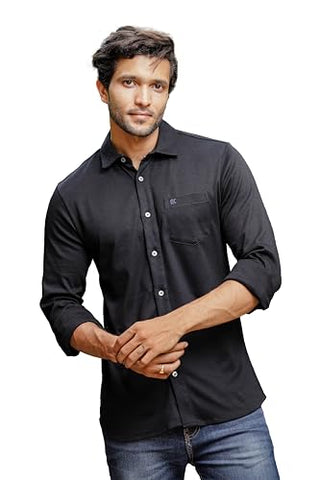 Men Solid Formal Black Shirt