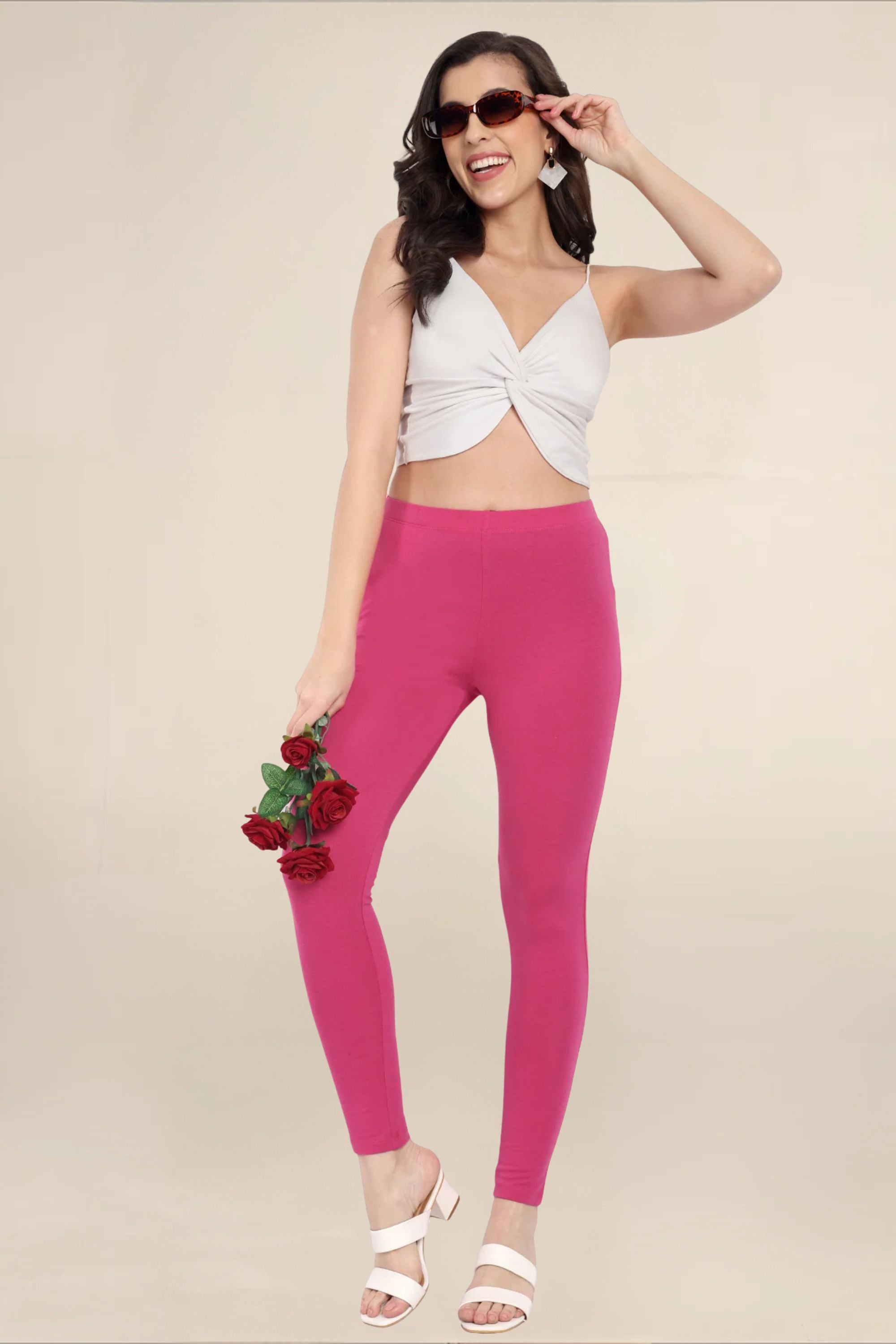 Women Fuchsia Pink Regular Legging