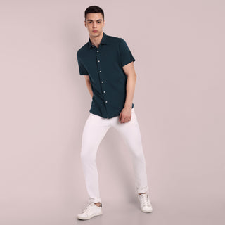 Men Navy Semi Casual Shirt